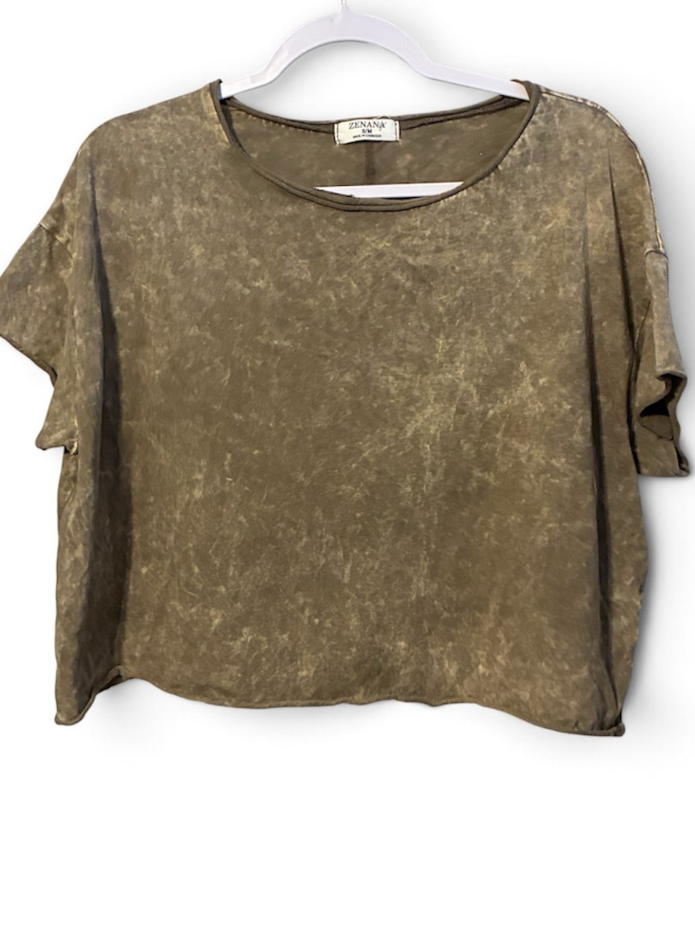 Zenana Small Oversized Mineral Wash Brown T-Shirt